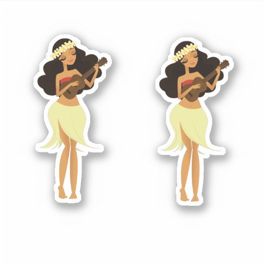 Ukulele Hula Girl Aufkleber (Vorderseite)