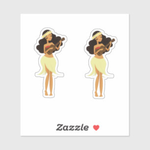 Ukulele Hula Mädchen Aufkleber