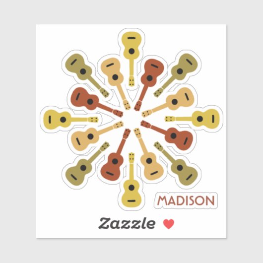 UKULELE individuelle Name Aufkleber (Blatt)