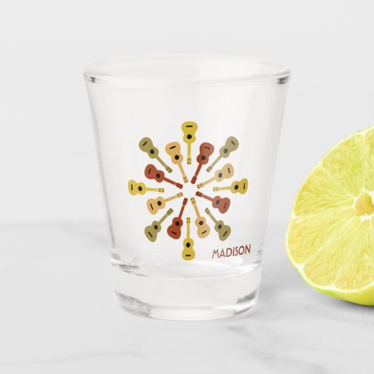 UKULELE individuelle Name Schnapsglas (Vorderseite)