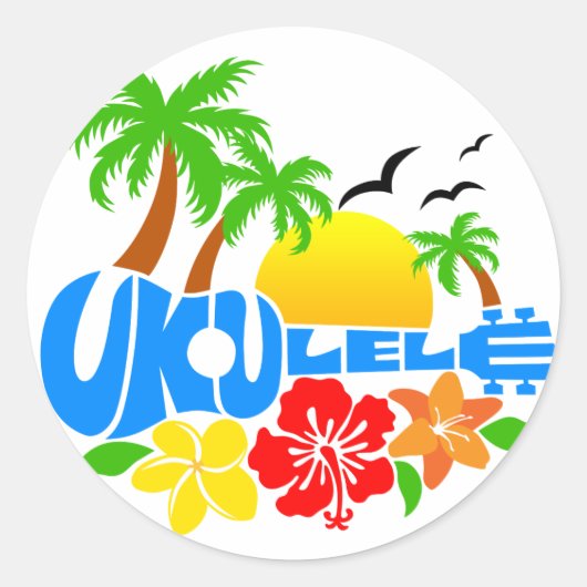 Ukulele Island Logo Runder Aufkleber (Vorderseite)
