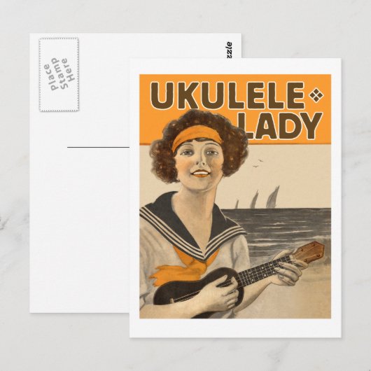 Ukulele Lady #2 Postkarte (Vorne/Hinten)