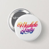 Ukulele Lady Button Abzeichen Pink (Vorne & Hinten)