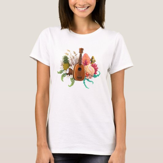 Ukulele-Land-u. Seeananas T-Shirt (Vorderseite)