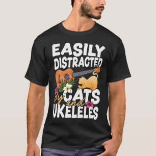 Ukulele leicht von Katzen und Ukuleles-Katze abgel T-Shirt