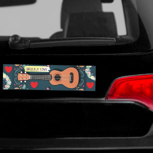 Ukulele Liebe Herz Musikinstrument Blume Boho Autoaufkleber