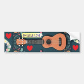 Ukulele Liebe Herzmusikinstrument Blume Boho Autoaufkleber (Vorne)