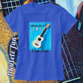 Ukulele Liebe in Hübschen Schattierungen des blaue T-Shirt