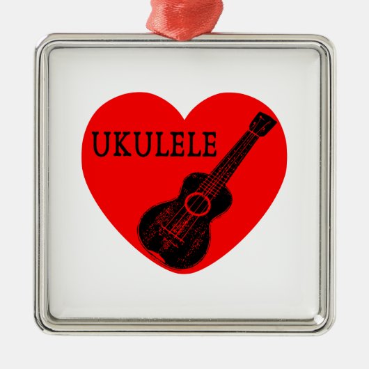 Ukulele Liebe Ornament Aus Metall (Vorne)