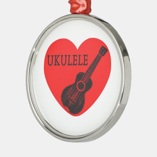 Ukulele Liebe Ornament Aus Metall (Links)