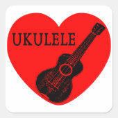 Ukulele Liebe Quadratischer Aufkleber (Vorderseite)