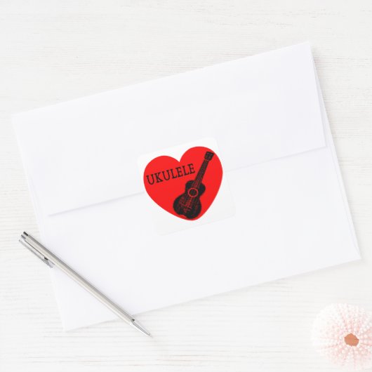 Ukulele Liebe Quadratischer Aufkleber (Umschlag)