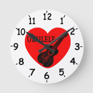 Ukulele Liebe Runde Wanduhr