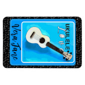 Ukulele Liebe Shades of Blue mit Name Magnet (Horizontal)