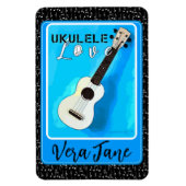 Ukulele Liebe Shades of Blue mit Name Magnet (Vertikal)