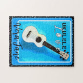 Ukulele Liebe Shades of Blue mit Name Puzzle (Horizontal)