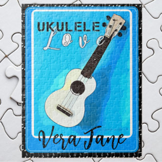 Ukulele Liebe Shades of Blue mit Name Puzzle