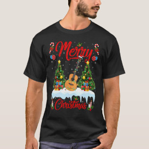Ukulele Lights Xmas Tree Santa Ukulele Weihnachten T-Shirt