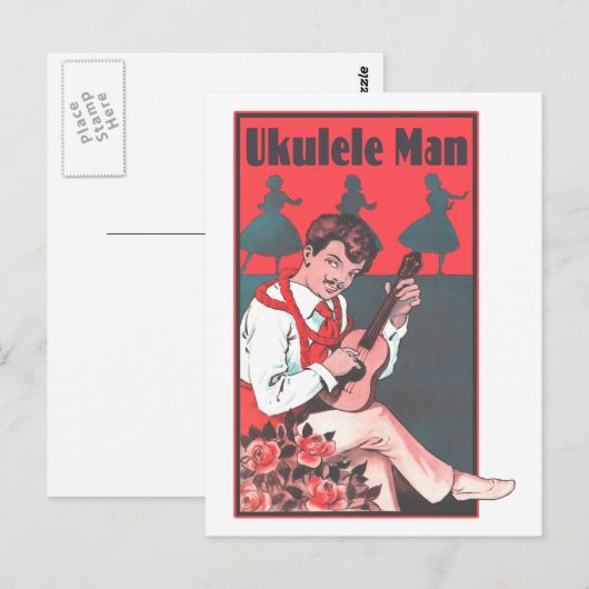 Ukulele Man Postcard Postkarte (Vorne/Hinten)