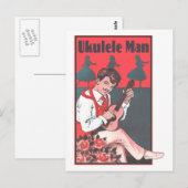 Ukulele-Mann-Postkarte Postkarte (Vorne/Hinten)