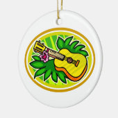Ukulele mit Blätter und dem Blumen-Kreis, gelb Keramik Ornament (Links)
