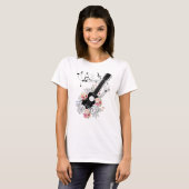Ukulele mit Blume Geschenk T-Shirt (Vorne ganz)