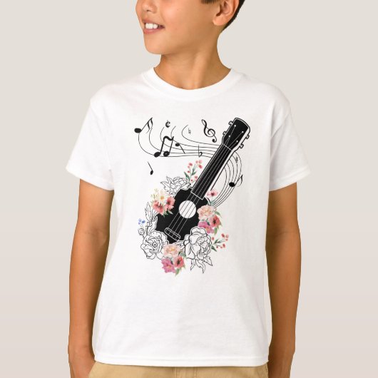 Ukulele mit Blume Geschenk T-Shirt (Vorderseite)