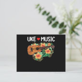 Ukulele Music Love Guitar Flowers Hawaii Postkarte (Stehend Vorderseite)