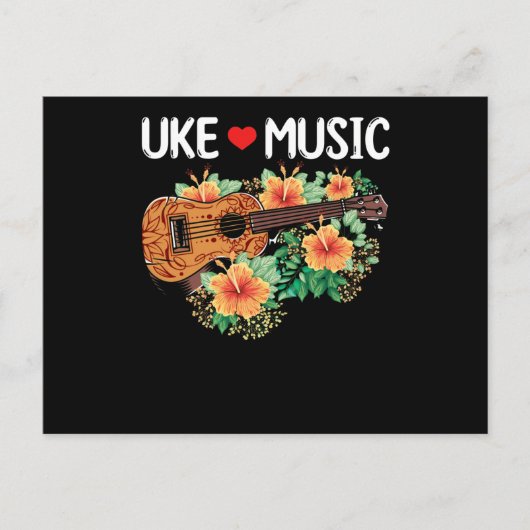 Ukulele Music Love Guitar Flowers Hawaii Postkarte (Vorderseite)