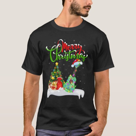 Ukulele Music Lover Xmas Lighting Santa Ukulele Ch T-Shirt (Vorderseite)