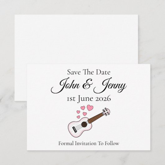 Ukulele Musician Wedding Save the Date (Vorne/Hinten)