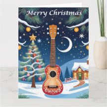 Ukulele Musikinstrument Schnee Große Weihnachten