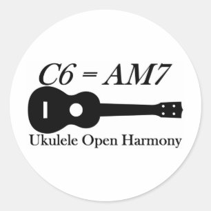 Ukulele-offene Akkorde Runder Aufkleber