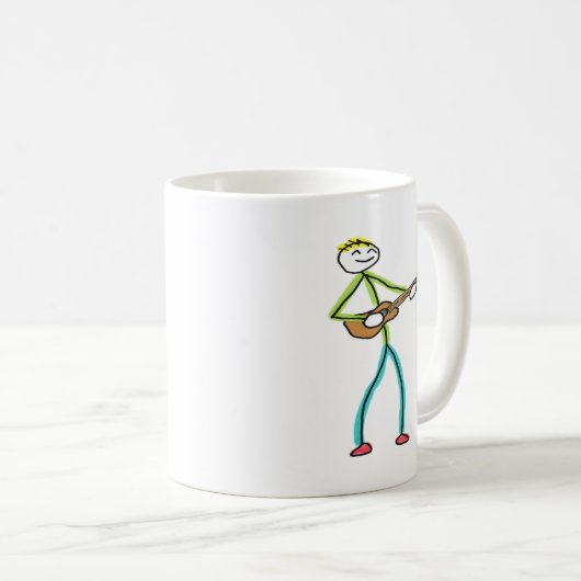 Ukulele Playing Stickman Kaffeetasse (VorderseiteRechts)