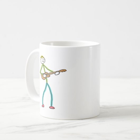 Ukulele Playing Stickman Kaffeetasse (Vorderseite Links)