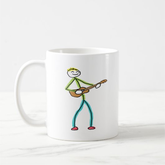 Ukulele Playing Stickman Kaffeetasse (Links)