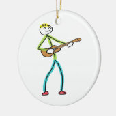 Ukulele Playing Stickman Keramik Ornament (Links)
