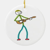 Ukulele Playing Stickman Keramik Ornament (Hinten)