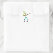 Ukulele Playing Stickman Runder Aufkleber (Tasche)