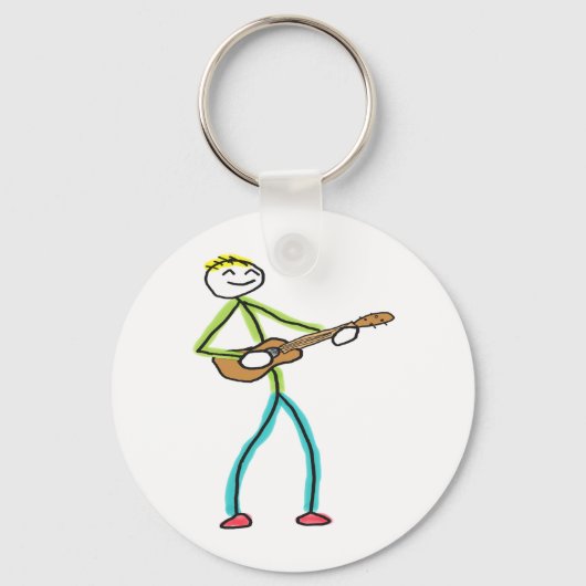 Ukulele Playing Stickman Schlüsselanhänger (Vorderseite)