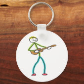 Ukulele Playing Stickman Schlüsselanhänger (Rückseite)