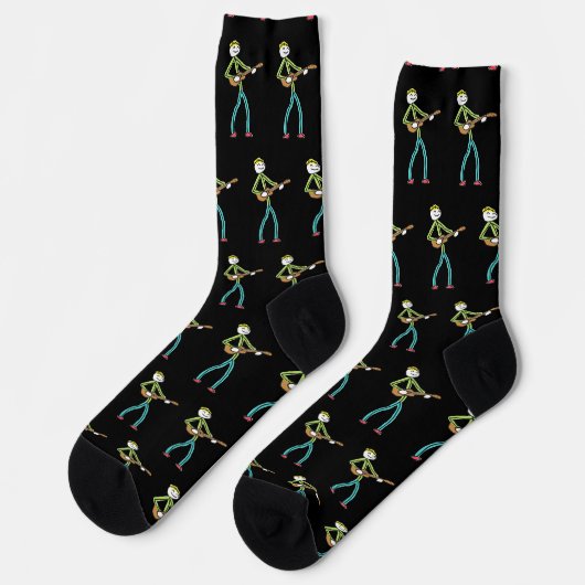 Ukulele Playing Stickman Socken (Linkes Detail)