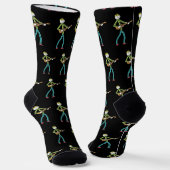 Ukulele Playing Stickman Socken (Gewinkelt)