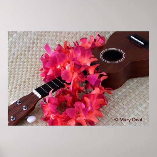 Ukulele & Red Flower Lei Poster (Vorne)