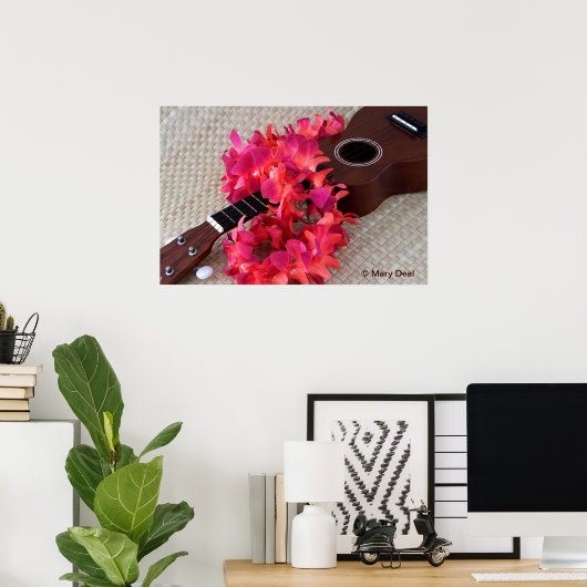 Ukulele & Red Flower Lei Poster (Heimbüro)