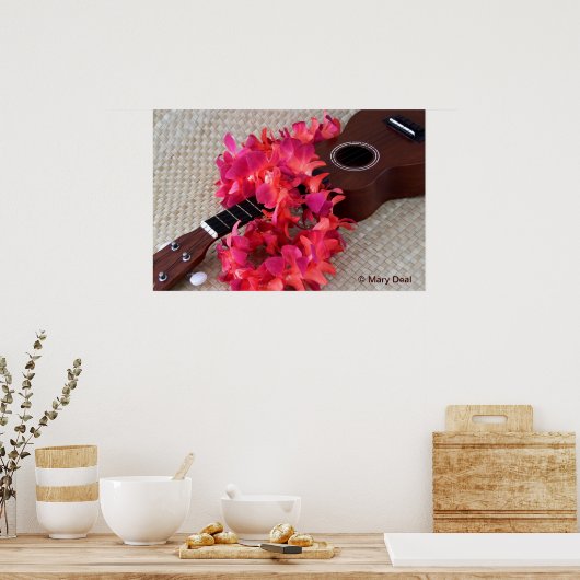 Ukulele & Red Flower Lei Poster (Küche)