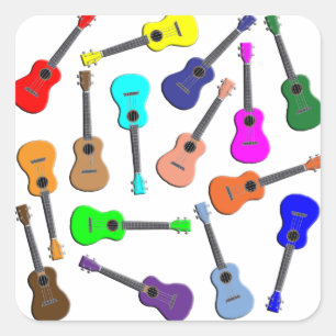 Ukulele-Regenbogen Quadratischer Aufkleber