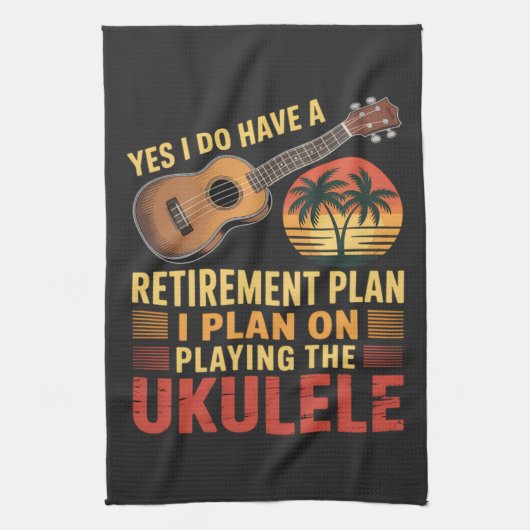 Ukulele Ruhestandsplan Lustig Geschirrtuch (Vertikal)