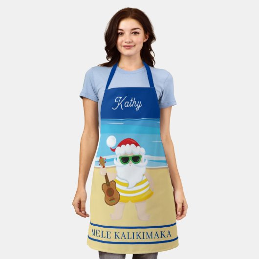 Ukulele Santa Claus Schürze (Getragen)