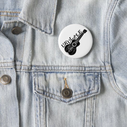 Ukulele Schwarz und Weiß Text und Bild Button (Beispiel)